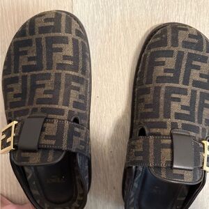 Fendi Black and Brown Monogram Clogs!
